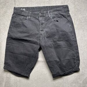 G-Star Raw 3301 Men's Black Denim Shorts Size 38 Straight Fit Button Fly